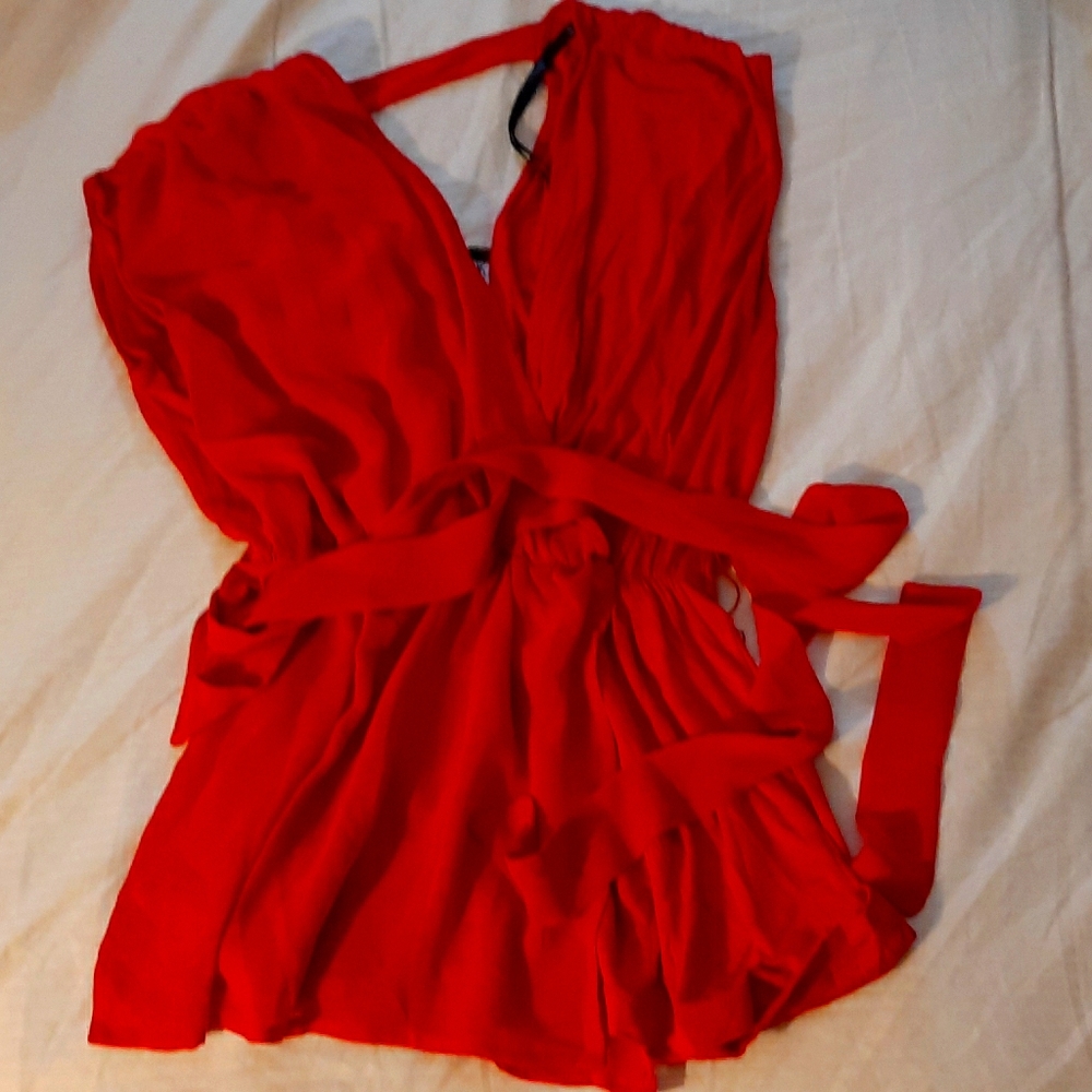 Red bebe chiffon detail surplus to
